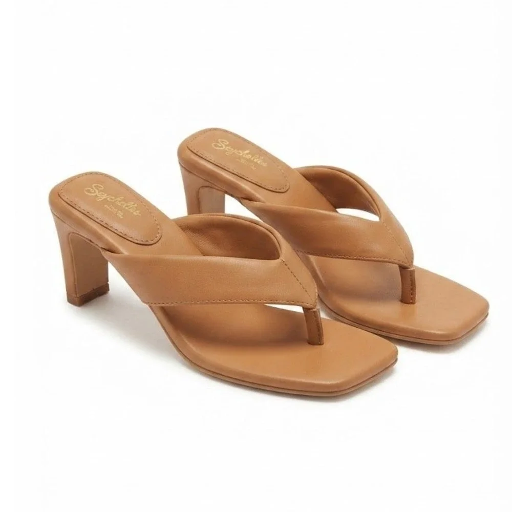 Seychelles Womens Tan Leather Square Toe Block Heel Sandals Size 7.5 - WD